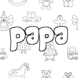 Coloring page first name papa - Toys background