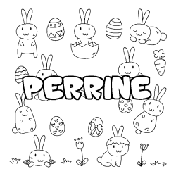 Coloring page first name PERRINE - Easter background