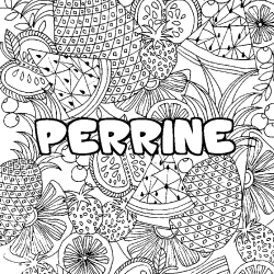 Coloring page first name PERRINE - Fruits mandala background