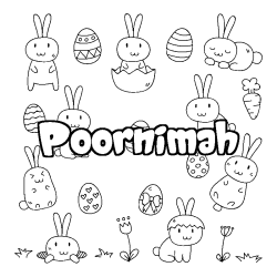 Coloring page first name Poornimah - Easter background