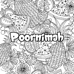 Coloring page first name Poornimah - Fruits mandala background