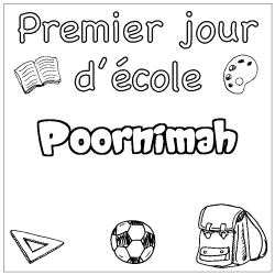 Coloring page first name Poornimah - School First day background