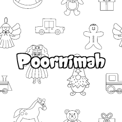 Coloring page first name Poornimah - Toys background