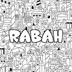 Coloring page first name RABAH - City background