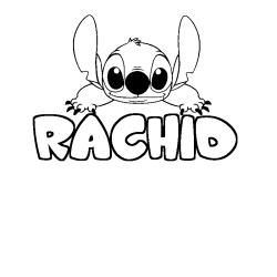 Coloring page first name RACHID - Stitch background