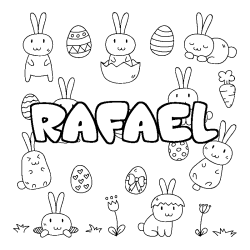 Coloring page first name RAFAEL - Easter background