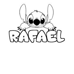 Coloring page first name RAFAEL - Stitch background