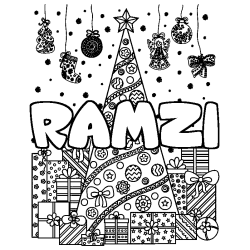 RAMZI - Christmas tree and presents background coloring