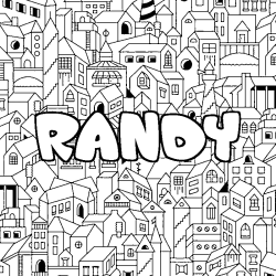 Coloring page first name RANDY - City background