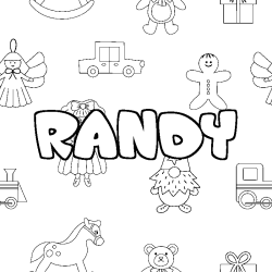 Coloring page first name RANDY - Toys background