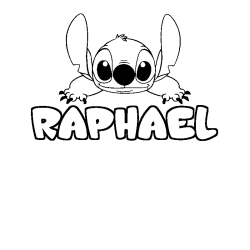 Coloring page first name RAPHAEL - Stitch background