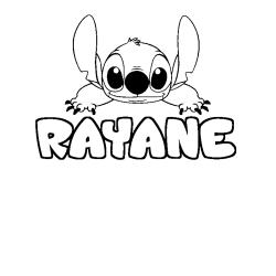 Coloring page first name RAYANE - Stitch background