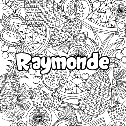 Coloring page first name Raymonde - Fruits mandala background