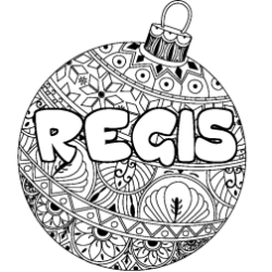 Coloring page first name REGIS - Christmas tree bulb background