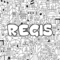 Coloring page first name REGIS - City background