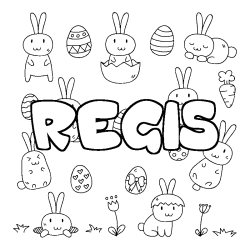 Coloring page first name REGIS - Easter background