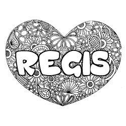 Coloring page first name REGIS - Heart mandala background