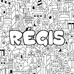 Coloring page first name RÉGIS - City background