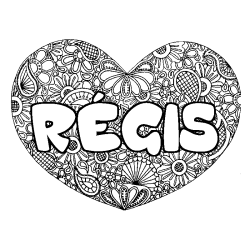 Coloring page first name RÉGIS - Heart mandala background