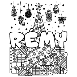 R&Eacute;MY - Christmas tree and presents background coloring