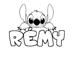 Coloring page first name RÉMY - Stitch background