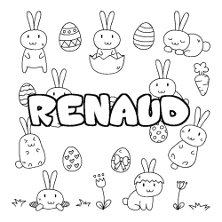 Coloring page first name RENAUD - Easter background