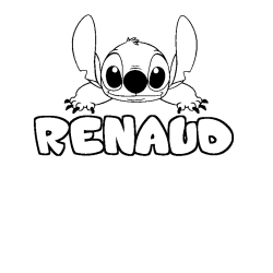 Coloring page first name RENAUD - Stitch background