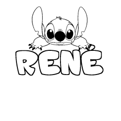 Coloring page first name RENÉ - Stitch background