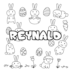 Coloring page first name REYNALD - Easter background