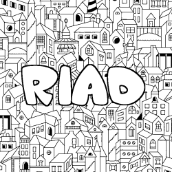 Coloring page first name RIAD - City background