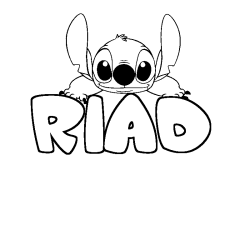 Coloring page first name RIAD - Stitch background