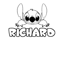 Coloring page first name RICHARD - Stitch background