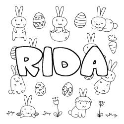 Coloring page first name RIDA - Easter background