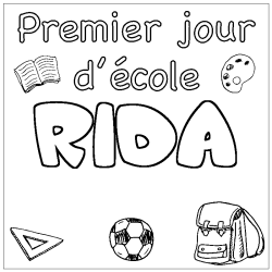 Coloring page first name RIDA - School First day background