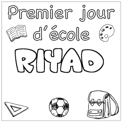 Coloring page first name RIYAD - School First day background