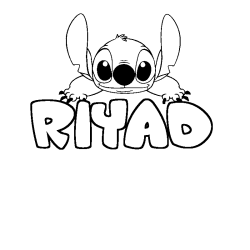 Coloring page first name RIYAD - Stitch background