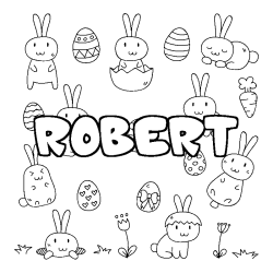 Coloring page first name ROBERT - Easter background