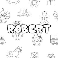 Coloring page first name ROBERT - Toys background