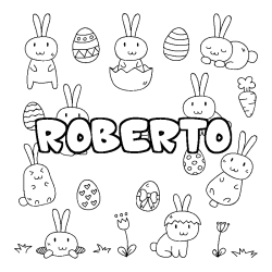 Coloring page first name ROBERTO - Easter background