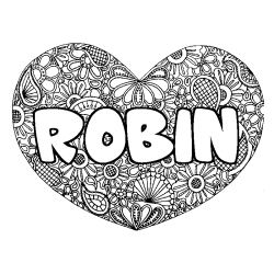 ROBIN - Heart mandala background coloring