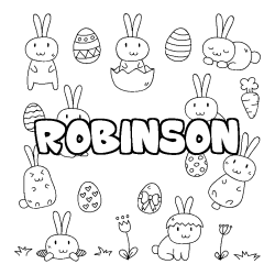 Coloring page first name ROBINSON - Easter background