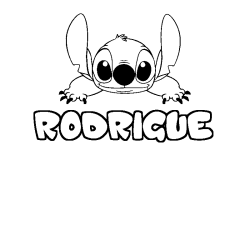 Coloring page first name RODRIGUE - Stitch background