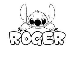 Coloring page first name ROGER - Stitch background