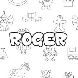 Coloring page first name ROGER - Toys background