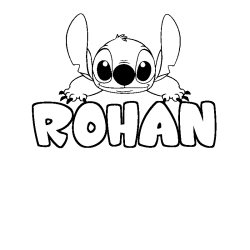 Coloring page first name ROHAN - Stitch background