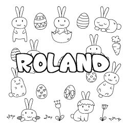 Coloring page first name ROLAND - Easter background