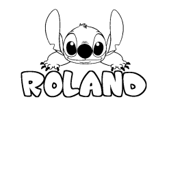 Coloring page first name ROLAND - Stitch background