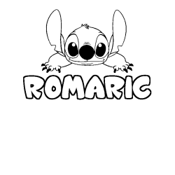 Coloring page first name ROMARIC - Stitch background