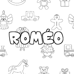 ROM&Eacute;O - Toys background coloring