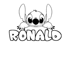 Coloring page first name RONALD - Stitch background